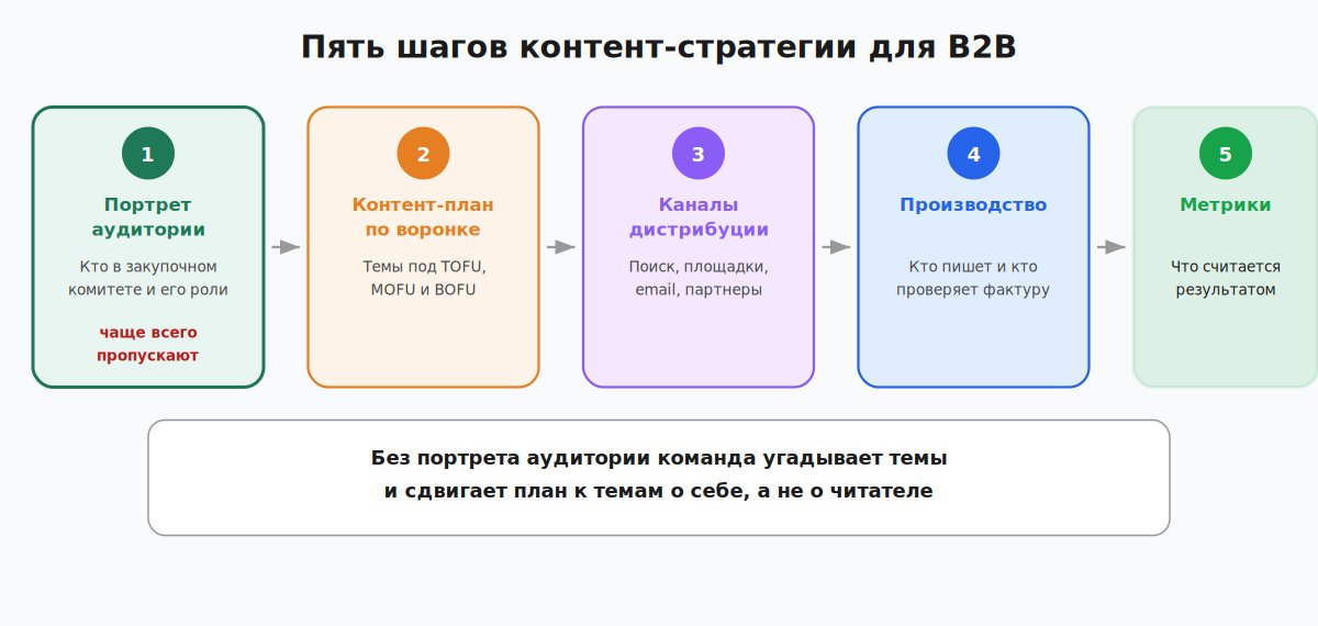 Пять шагов построения контент-стратегии для B2B от аудитории до метрик