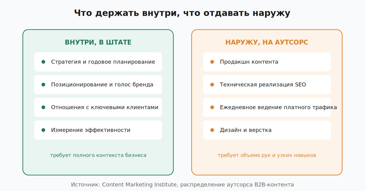 Какие функции маркетинга держать в штате, а какие отдавать на аутсорс в B2B