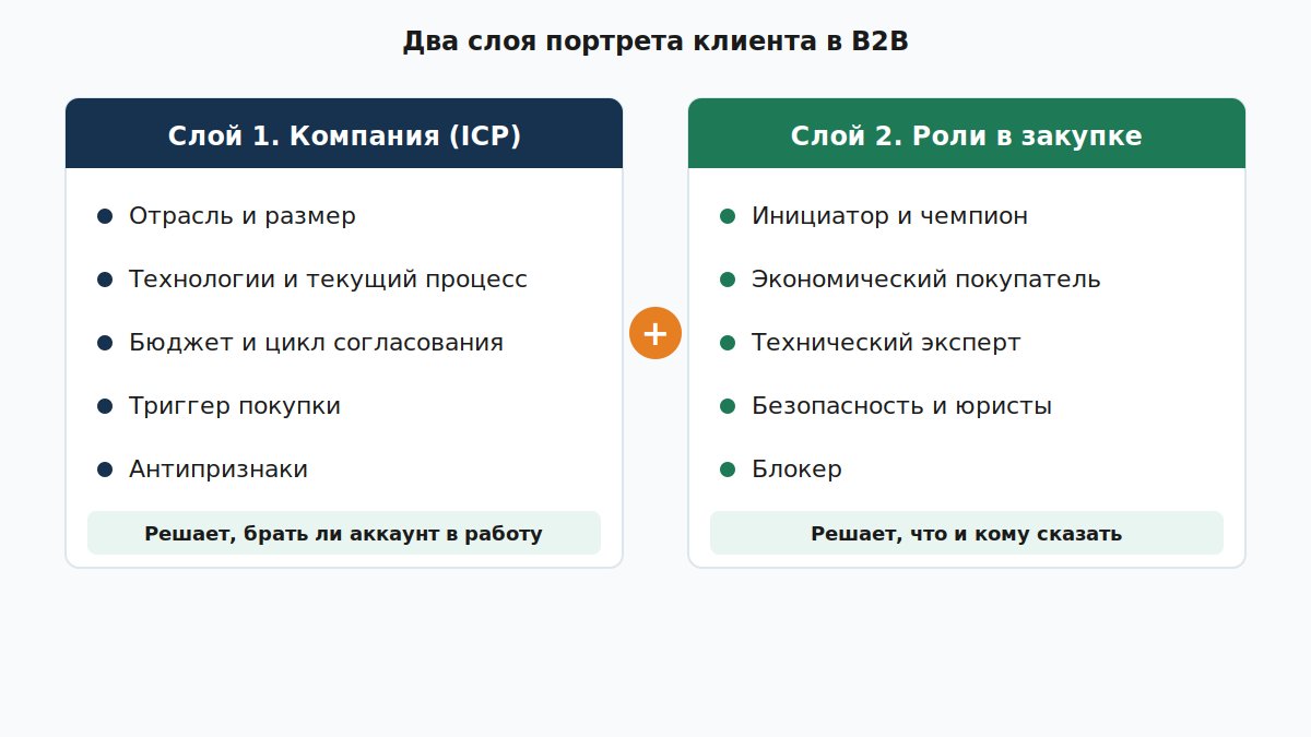 Два слоя портрета клиента в B2B: компания и роли внутри нее
