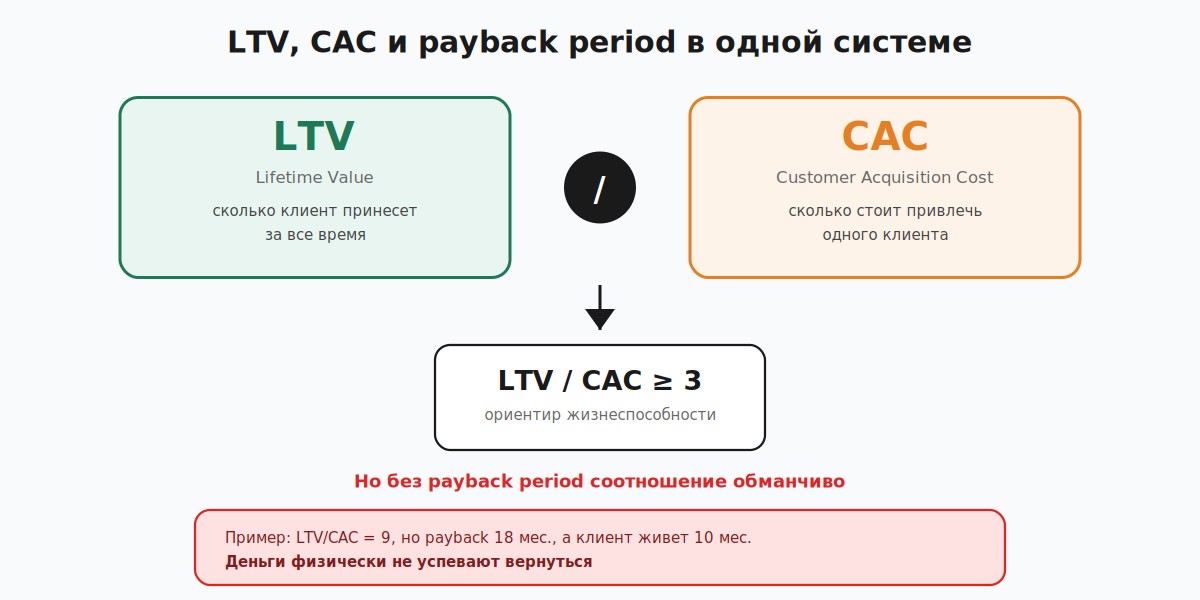 Связка LTV, CAC и payback period в единую систему принятия решений