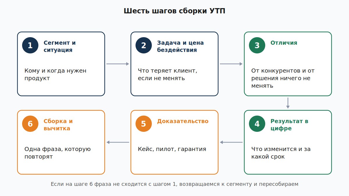 Шесть шагов сборки УТП от сегмента до итоговой фразы