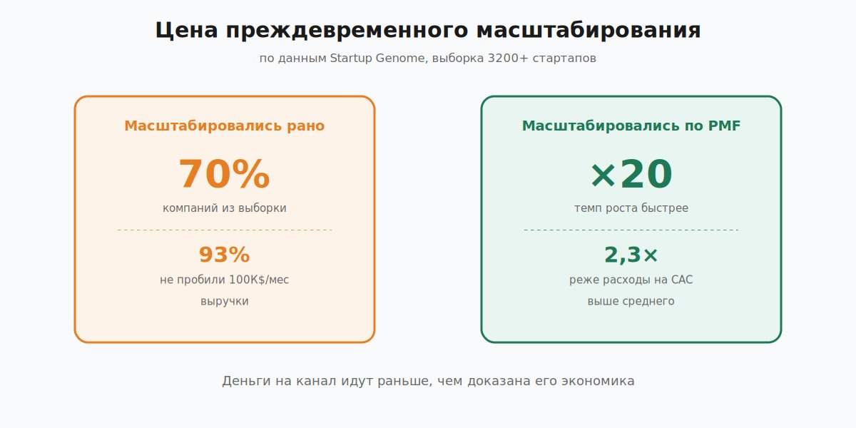 Преждевременное масштабирование как главная ошибка вывода IT/SaaS-продукта на рынок, по данным Startup Genome